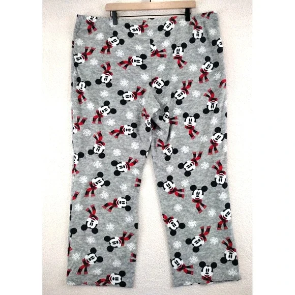 Disney Mickey Mouse Snowflake Pajama Pants Women's 2X Gray Fleece Sleepwear‎ - Picture 9 of 14